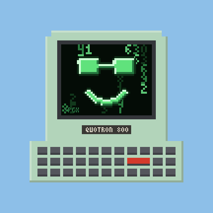 Mint PRTSCN computer wearing green glasses